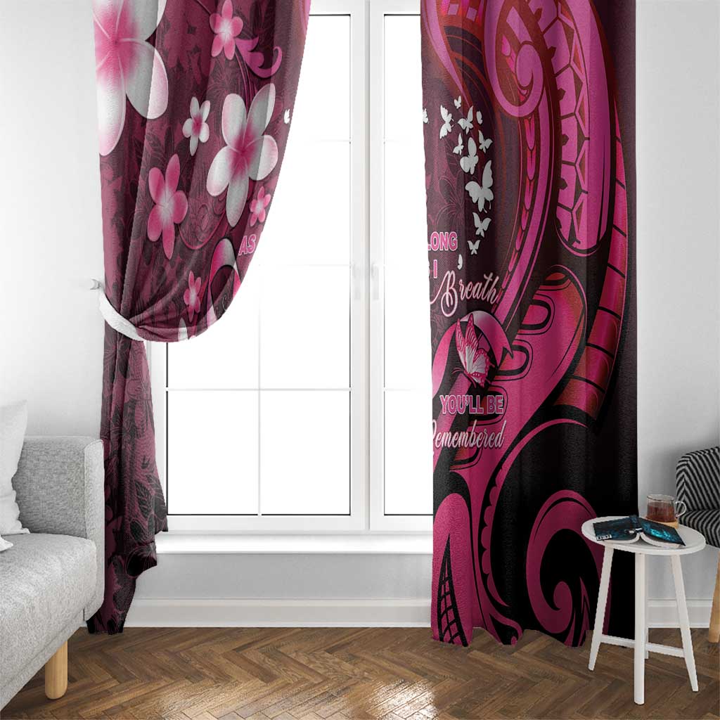Memorial Breast Cancer Awareness Window Curtain Plumeria Floral Tribal Pattern LT05 - Polynesian Pride