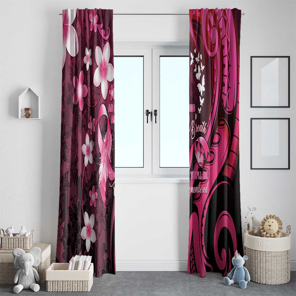 Memorial Breast Cancer Awareness Window Curtain Plumeria Floral Tribal Pattern LT05 - Polynesian Pride