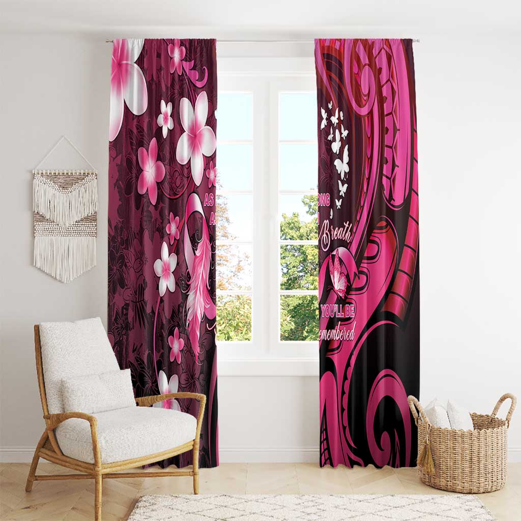Memorial Breast Cancer Awareness Window Curtain Plumeria Floral Tribal Pattern LT05 - Polynesian Pride