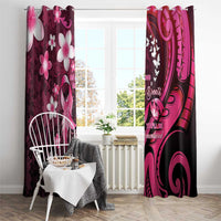 Memorial Breast Cancer Awareness Window Curtain Plumeria Floral Tribal Pattern LT05 - Polynesian Pride