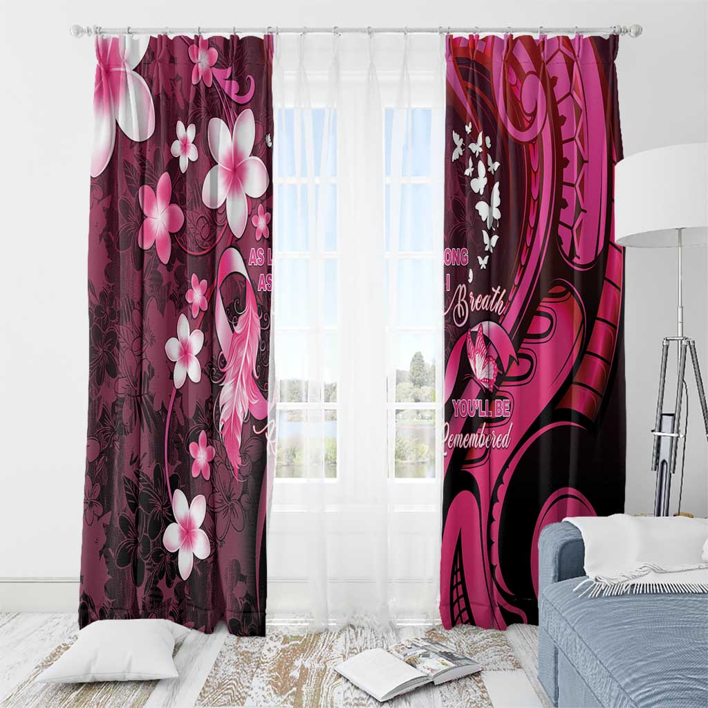 Memorial Breast Cancer Awareness Window Curtain Plumeria Floral Tribal Pattern LT05 - Polynesian Pride