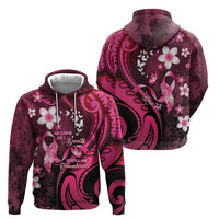 Personalised Memorial Breast Cancer Awareness Zip Hoodie Plumeria Floral Tribal Pattern LT05 - Polynesian Pride