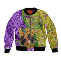 Personalised Hawaii Mardi Gras Bomber Jacket Polynesian Pattern With Glitter Style LT05 Unisex Yellow - Polynesian Pride