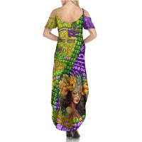 Personalised Hawaii Mardi Gras Family Matching Summer Maxi Dress and Hawaiian Shirt Polynesian Pattern With Glitter Style LT05 - Polynesian Pride