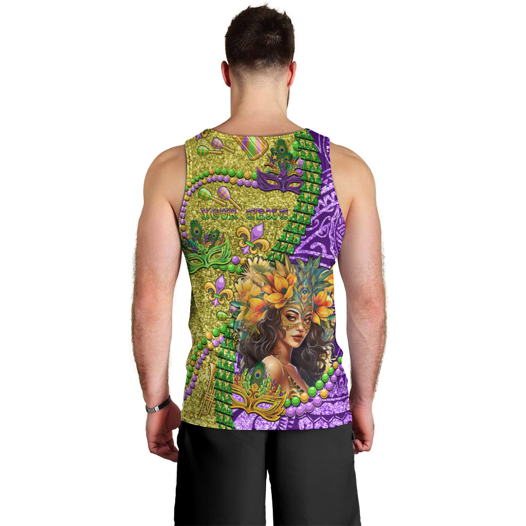 Personalised Hawaii Mardi Gras Men Tank Top Polynesian Pattern With Glitter Style LT05 - Polynesian Pride