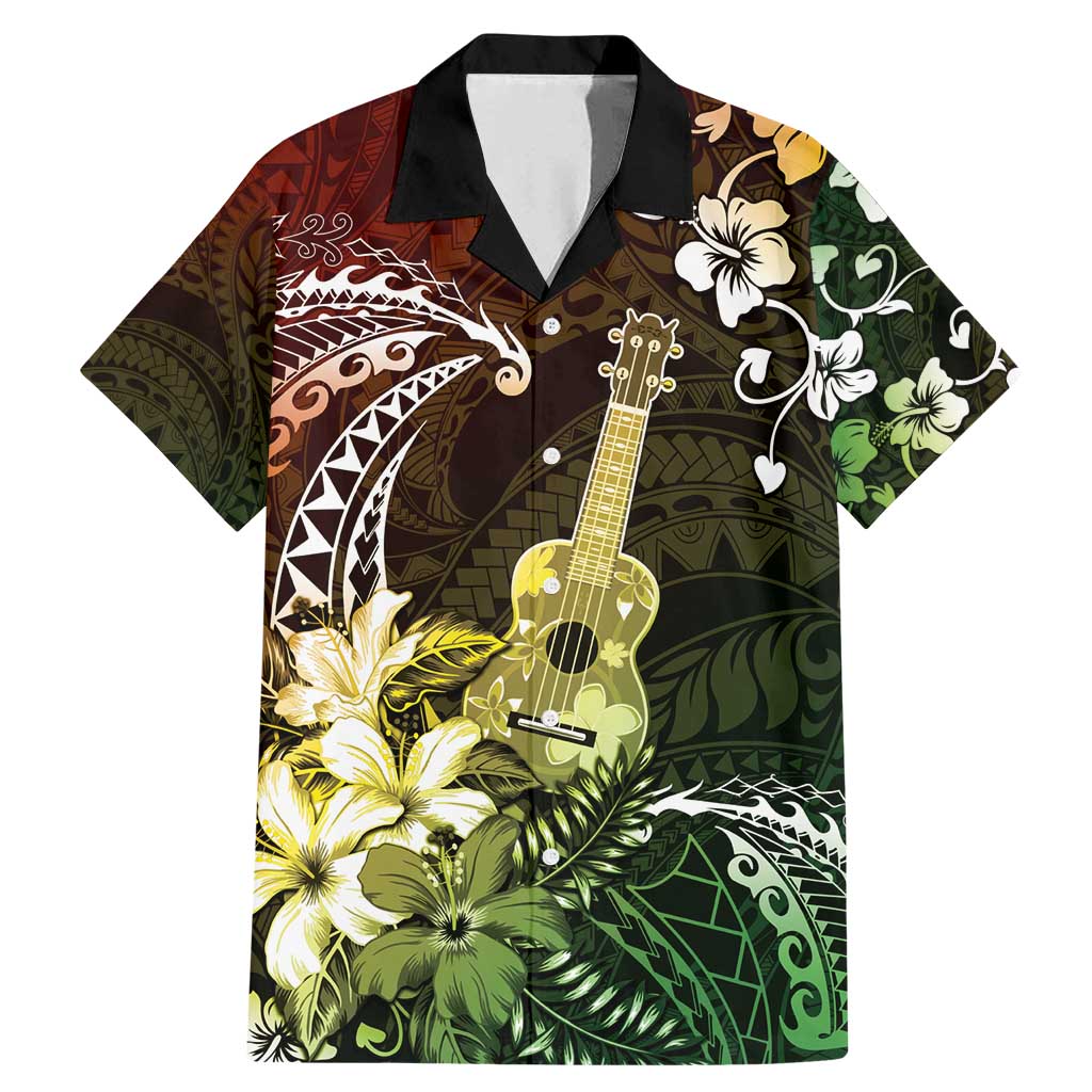 Hawaii Ukulele Family Matching Mermaid Dress and Hawaiian Shirt Polynesian Pattern Mix Hibiscus Reggae Version LT05