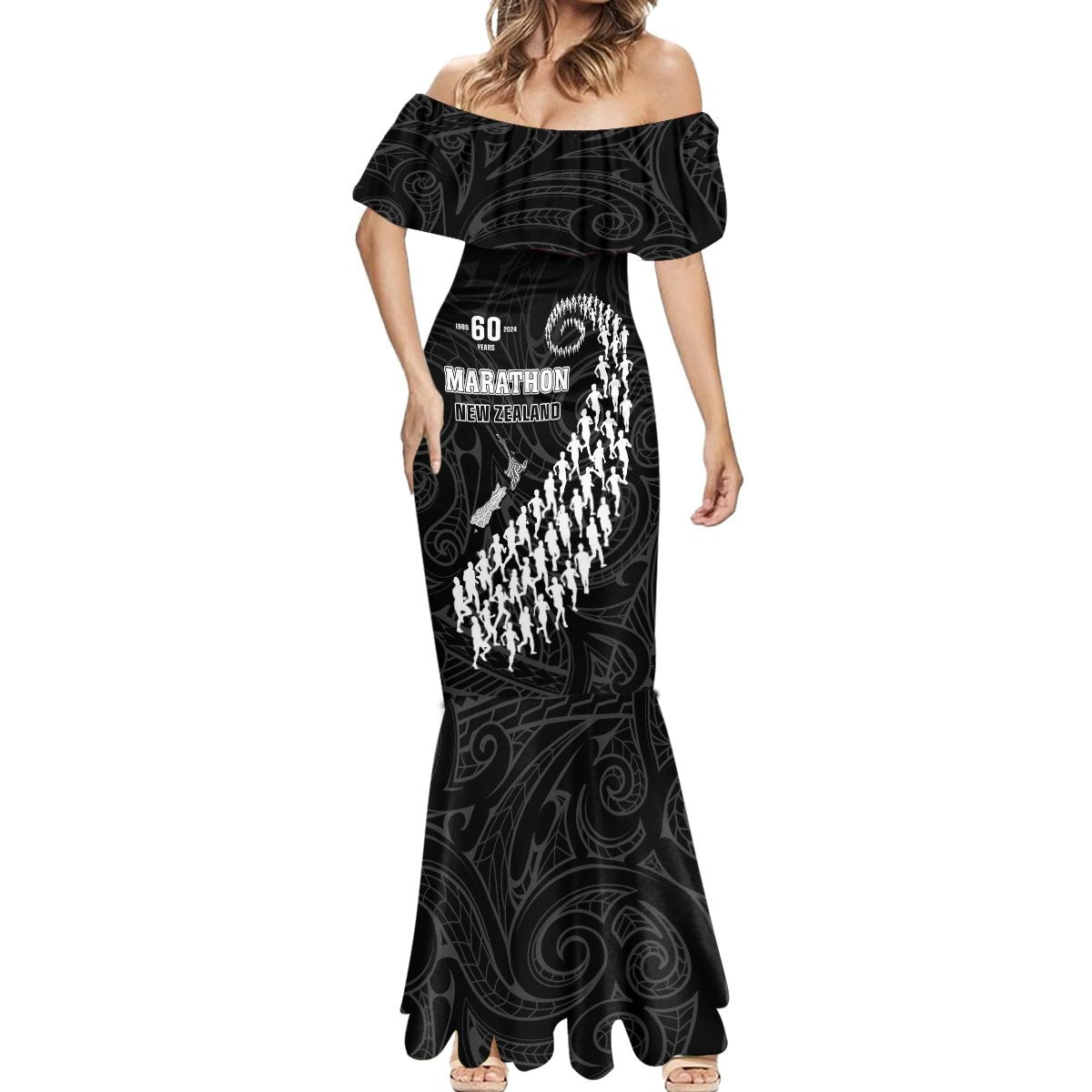 Custom New Zealand Marathon Mermaid Dress Maori Style LT05 - Polynesian Pride