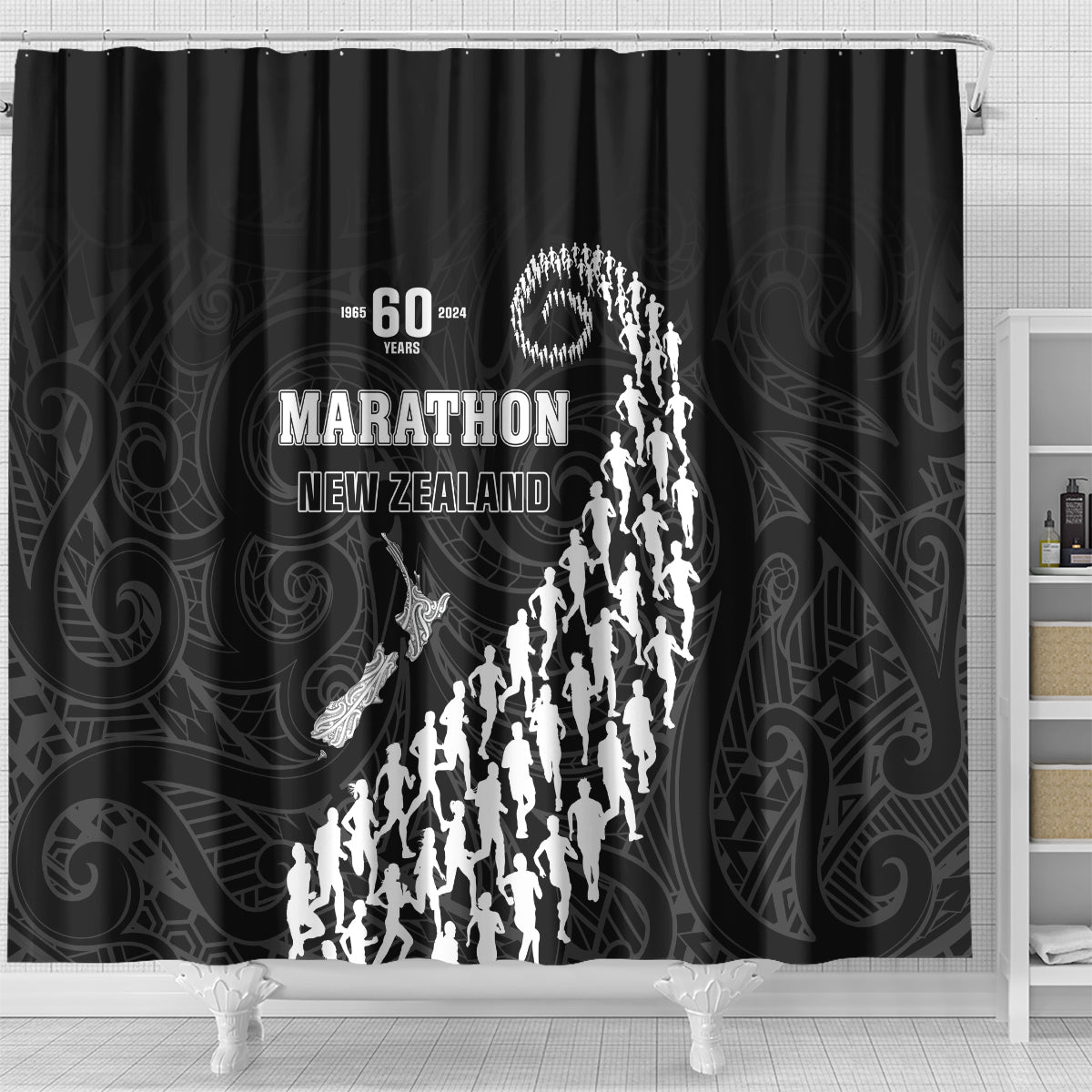 New Zealand Marathon Shower Curtain Maori Style
