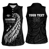 Custom New Zealand Marathon Women Sleeveless Polo Shirt Maori Style