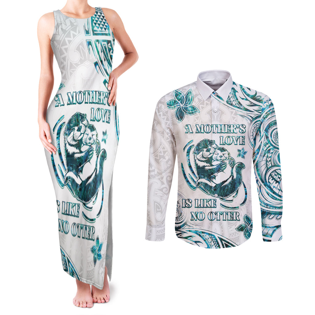 New Zealand Aotearoa Hari Ra Mama Couples Matching Tank Maxi Dress and Long Sleeve Button Shirt A Mother's Love Is Like No Otter