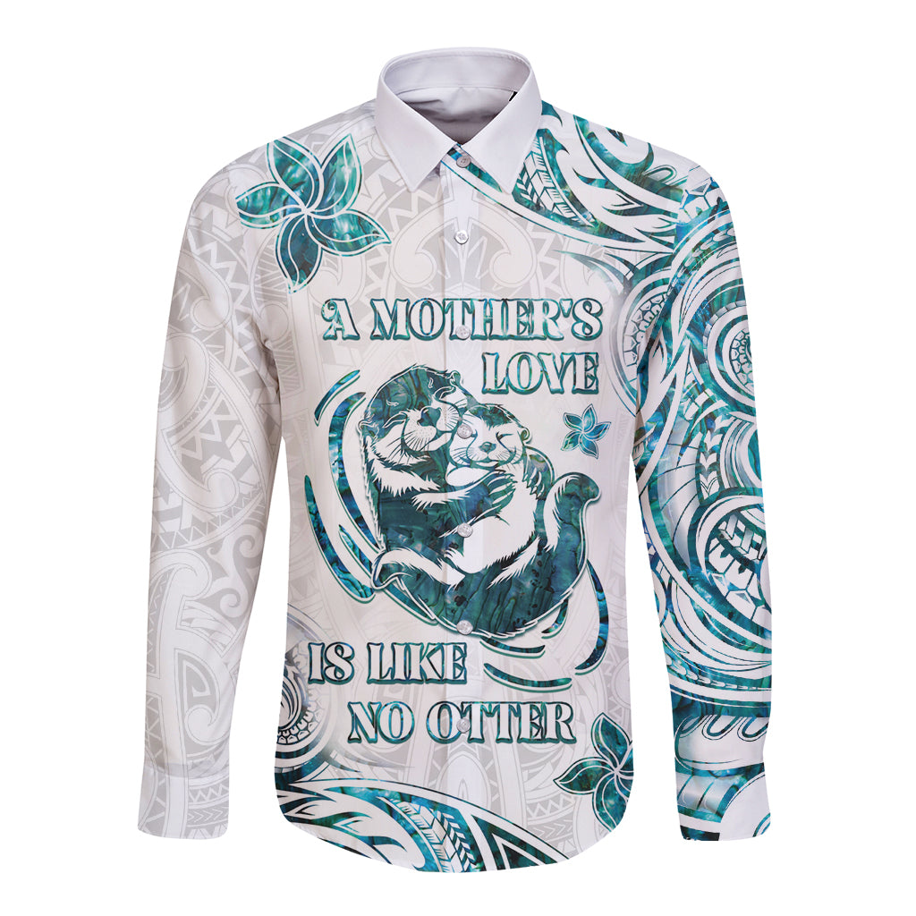 New Zealand Aotearoa Hari Ra Mama Long Sleeve Button Shirt A Mother's Love Is Like No Otter LT05 Unisex White - Polynesian Pride