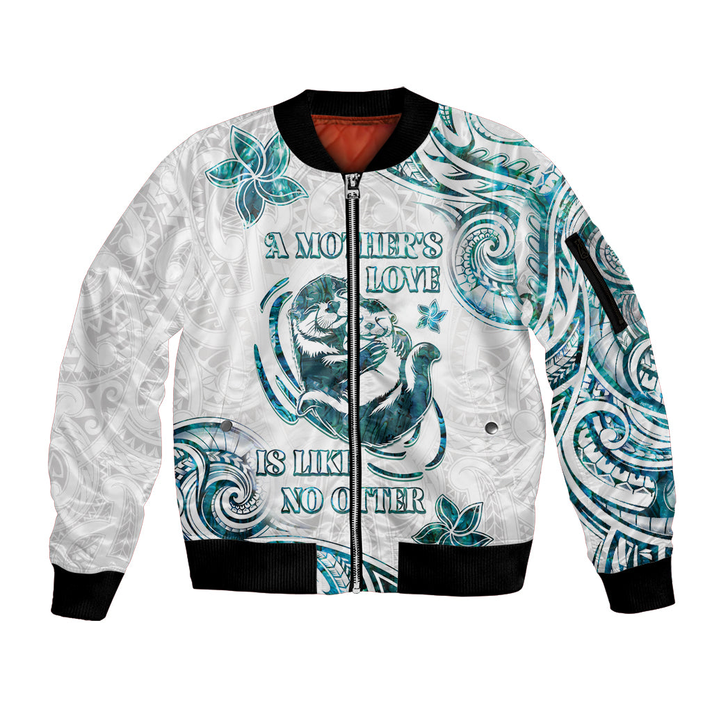 New Zealand Aotearoa Hari Ra Mama Sleeve Zip Bomber Jacket A Mother's Love Is Like No Otter