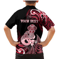 Personalised New Zealand Maori Taniwha Family Matching Mermaid Dress and Hawaiian Shirt Silver Fern Red Version