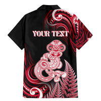 Personalised New Zealand Maori Taniwha Family Matching Mermaid Dress and Hawaiian Shirt Silver Fern Red Version