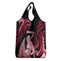 New Zealand Maori Taniwha Grocery Bag Silver Fern Red Version