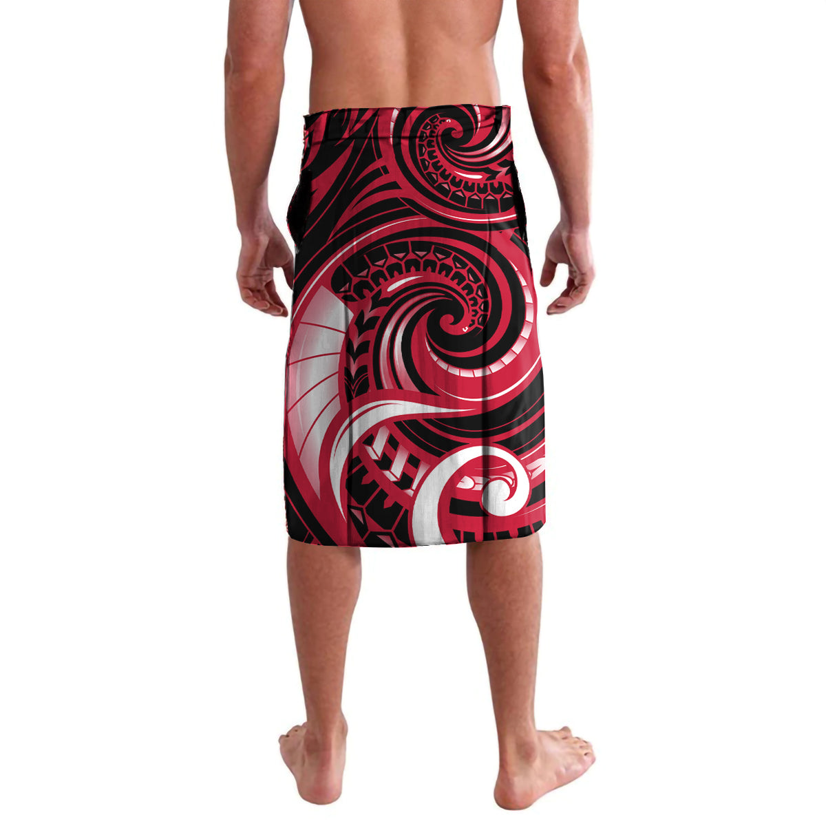 Personalised New Zealand Maori Taniwha Lavalava Silver Fern Red Version