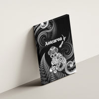 New Zealand Maori Taniwha Canvas Wall Art Silver Fern Black Version