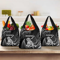 New Zealand Maori Taniwha Grocery Bag Silver Fern Black Version