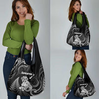 New Zealand Maori Taniwha Grocery Bag Silver Fern Black Version