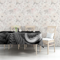 New Zealand Maori Taniwha Tablecloth Silver Fern Black Version