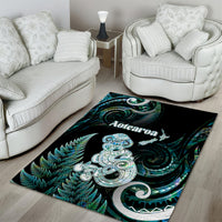 New Zealand Maori Taniwha Area Rug Silver Fern Paua Shell Version