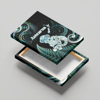 New Zealand Maori Taniwha Canvas Wall Art Silver Fern Paua Shell Version