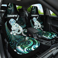New Zealand Maori Taniwha Car Seat Cover Silver Fern Paua Shell Version