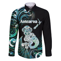 Personalised New Zealand Maori Taniwha Family Matching Puletasi and Hawaiian Shirt Silver Fern Paua Shell Version