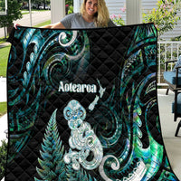 New Zealand Maori Taniwha Quilt Silver Fern Paua Shell Version LT05 Turquoise - Polynesian Pride