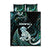 New Zealand Maori Taniwha Quilt Bed Set Silver Fern Paua Shell Version