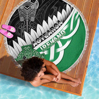New Zealand And Ireland Rugby Beach Blanket Silver Fern With Celtic Cross