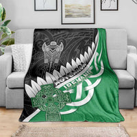 New Zealand And Ireland Rugby Blanket Silver Fern With Celtic Cross
