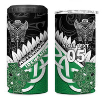 New Zealand And Ireland Rugby Custom 4 in 1 Can Cooler Tumbler Silver Fern With Celtic Cross