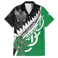 New Zealand And Ireland Rugby Custom Family Matching Long Sleeve Bodycon Dress and Hawaiian Shirt Silver Fern With Celtic Cross