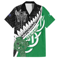 New Zealand And Ireland Rugby Custom Family Matching Short Sleeve Bodycon Dress and Hawaiian Shirt Silver Fern With Celtic Cross