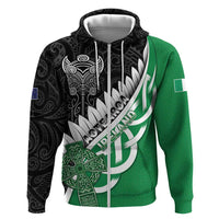 New Zealand And Ireland Rugby Custom Hoodie Silver Fern With Celtic Cross