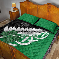 New Zealand And Ireland Rugby Quilt Bed Set Silver Fern With Celtic Cross