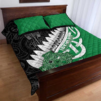 New Zealand And Ireland Rugby Quilt Bed Set Silver Fern With Celtic Cross