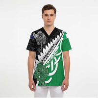 New Zealand And Ireland Rugby Custom Scrub Top Silver Fern With Celtic Cross LT05 - Polynesian Pride