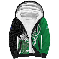 New Zealand And Ireland Rugby Custom Sherpa Hoodie Silver Fern With Celtic Cross