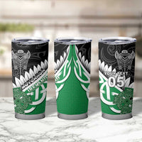 New Zealand And Ireland Rugby Custom Tumbler Cup Silver Fern With Celtic Cross
