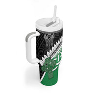 New Zealand And Ireland Rugby Custom Tumbler With Handle Silver Fern With Celtic Cross