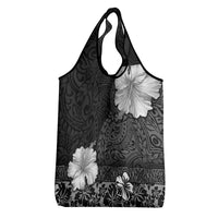 Hawaii Hibiscus With Black Polynesian Pattern Grocery Bag
