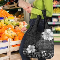 Hawaii Hibiscus With Black Polynesian Pattern Grocery Bag