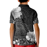 Hawaii Hibiscus With Black Polynesian Pattern Kid Polo Shirt