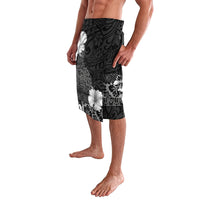 Hawaii Hibiscus With Black Polynesian Pattern Lavalava