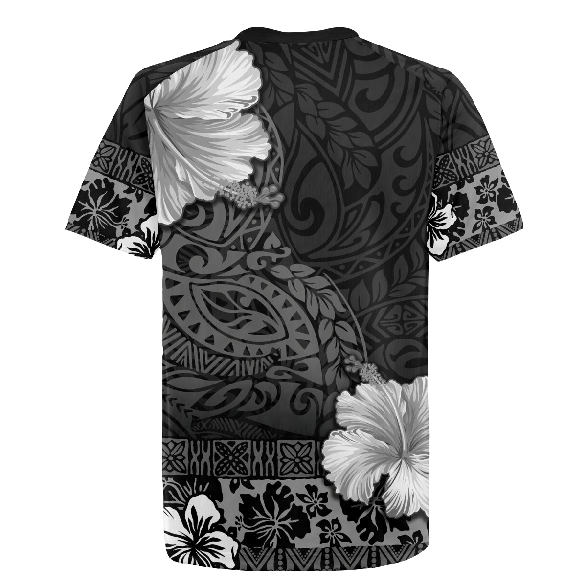Hawaii Hibiscus With Black Polynesian Pattern Rugby Jersey