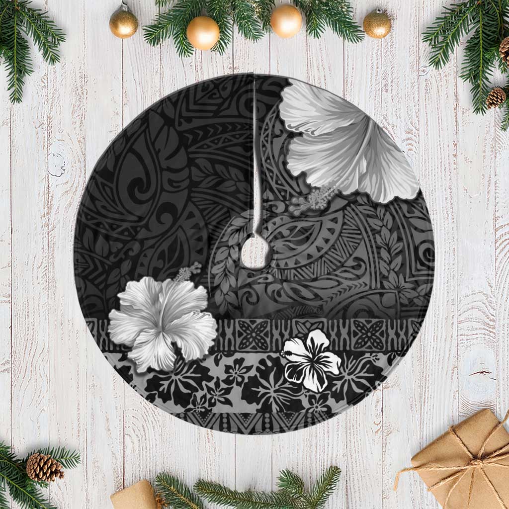 Hawaii Hibiscus With Black Polynesian Pattern Tree Skirt LT05 Casual Black - Polynesian Pride