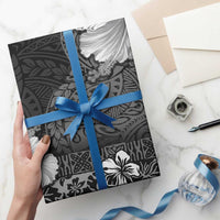 Hawaii Hibiscus With Black Polynesian Pattern Wrapping Paper - Polynesian Pride