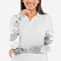 Hawaii Hibiscus With White Polynesian Pattern Arm Sleeves - Polynesian Pride